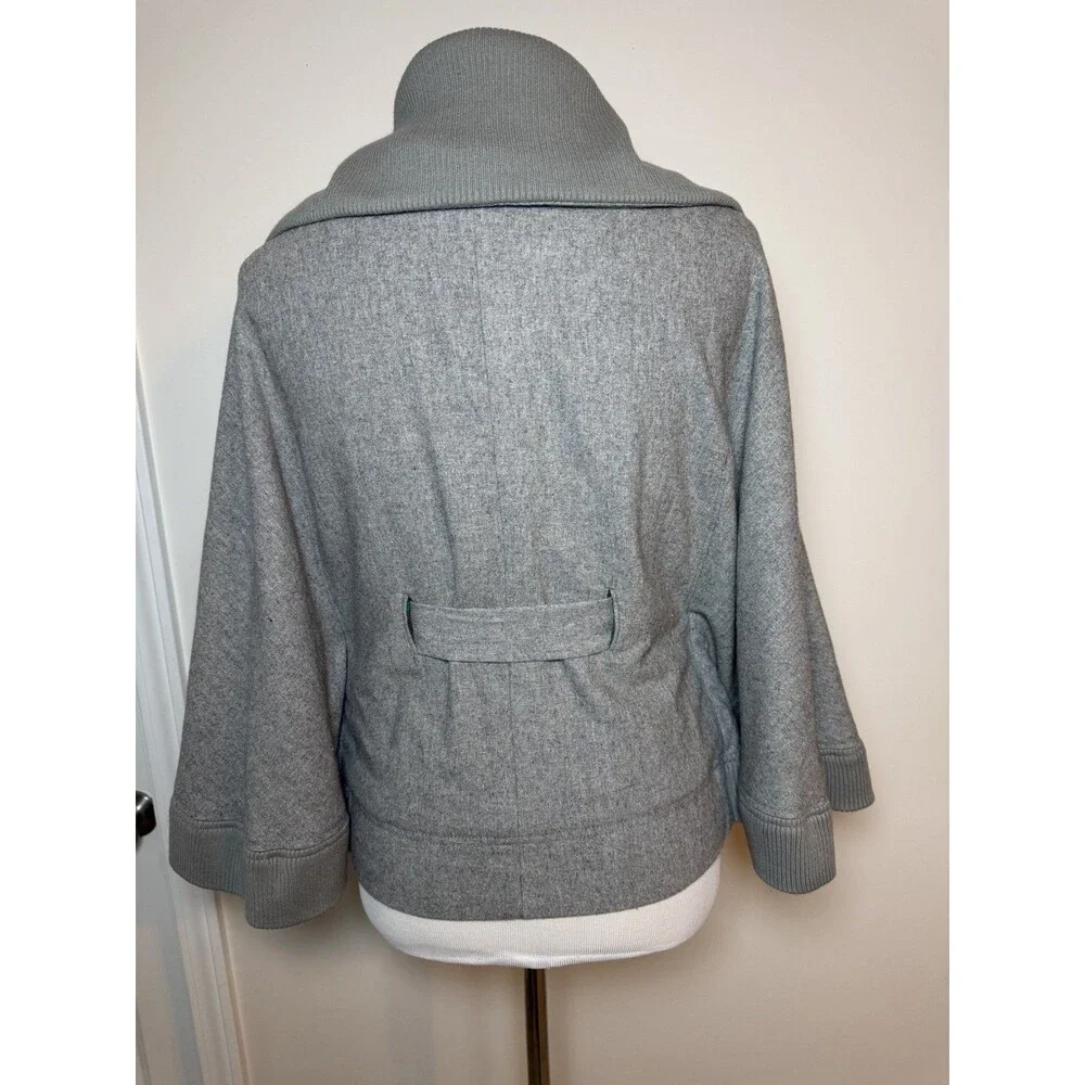 Free People Poncho Cape Jacket Wool Blend Gray XS Tie Waist